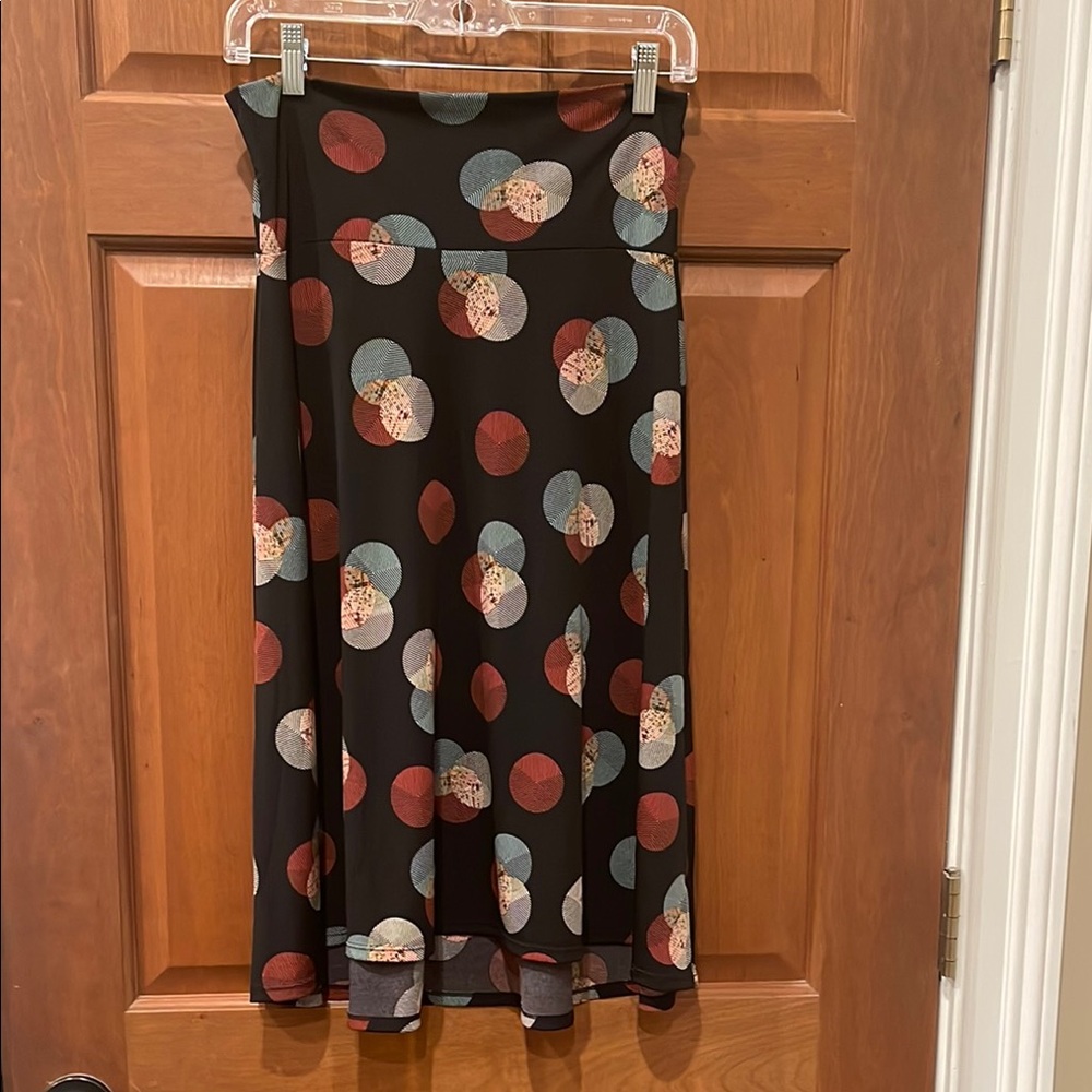 LuLaRoe Pink and Blue Midi A-line Skirt Casual